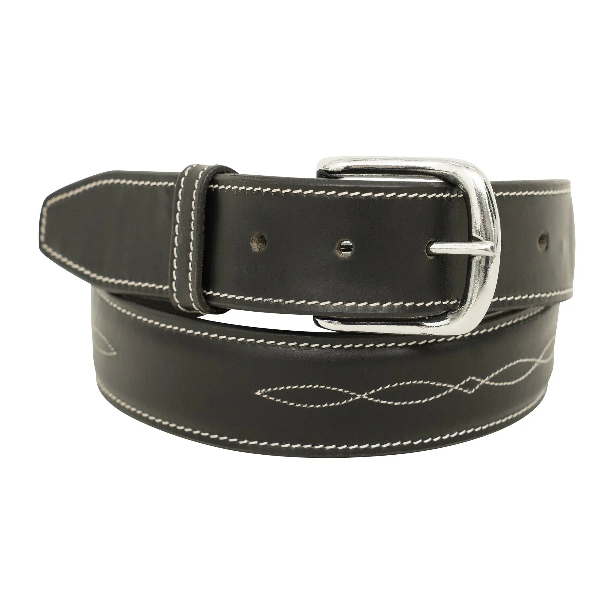 Huntley Fancy Stitched Ladies 1.5" Inch wide belt, Black - Equiluxe Tack