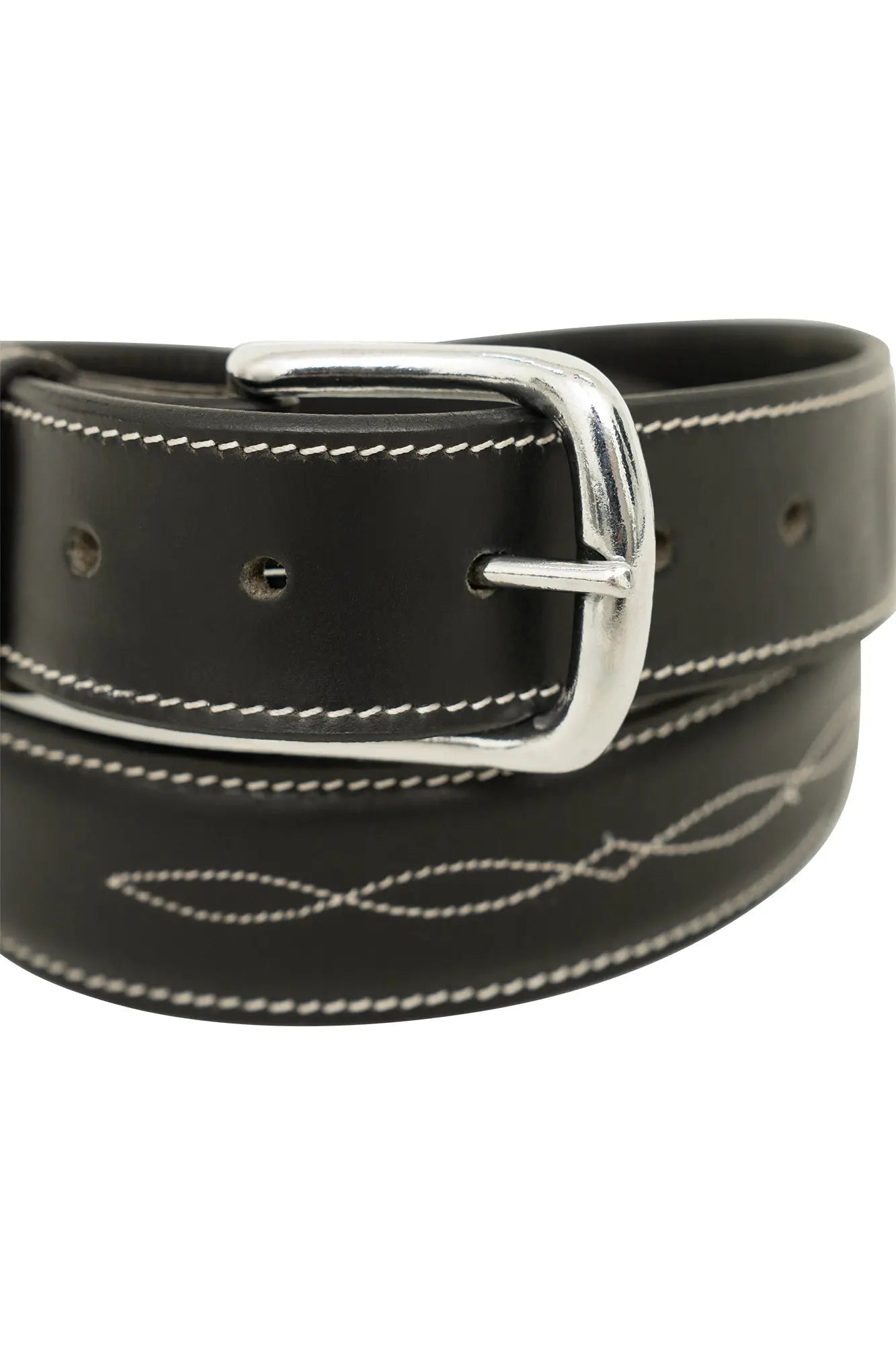 Huntley Fancy Stitched Ladies 1.5" Inch wide belt, Black - Equiluxe Tack