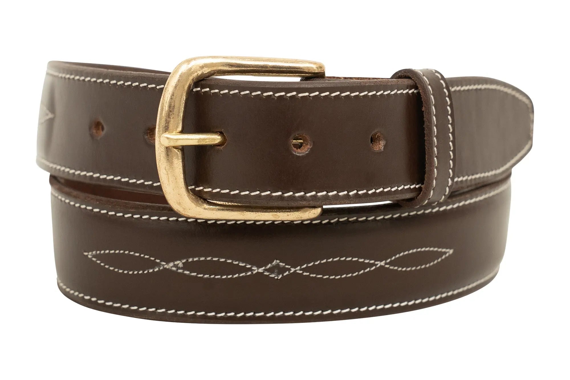 Huntley Fancy Stitched Ladies 1.5" Inch wide belt, Brown - Equiluxe Tack