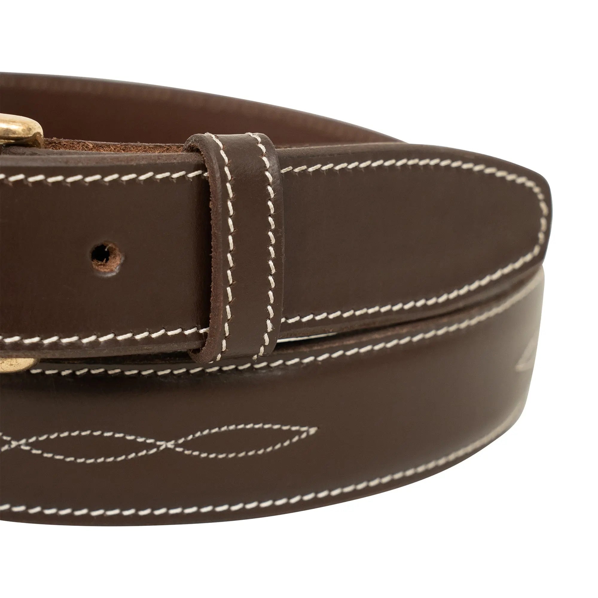 Huntley Fancy Stitched Ladies 1.5" Inch wide belt, Brown - Equiluxe Tack