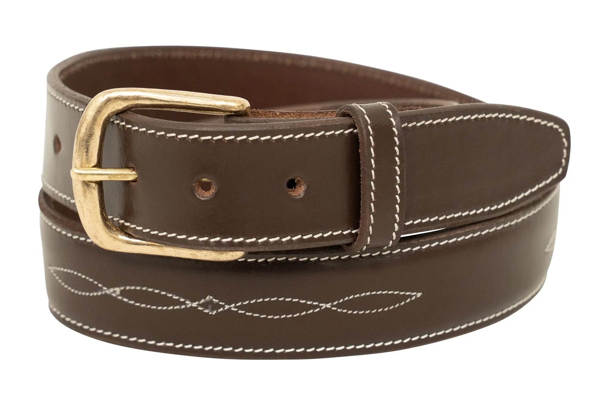 Huntley Fancy Stitched Ladies 1.5" Inch wide belt, Brown - Equiluxe Tack