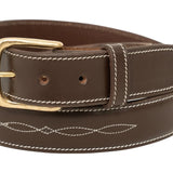 Huntley Fancy Stitched Ladies 1.5" Inch wide belt, Brown - Equiluxe Tack