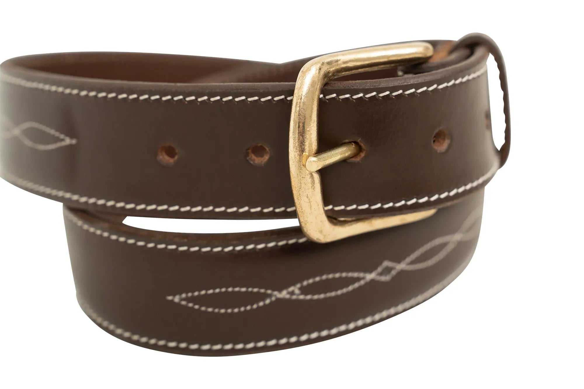 Huntley Fancy Stitched Ladies 1.5" Inch wide belt, Brown - Equiluxe Tack