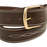 Huntley Fancy Stitched Ladies 1.5" Inch wide belt, Brown - Equiluxe Tack