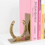 Huntley Horse shoe Bookends, Pair, Brass Antique Finish - Equiluxe Tack
