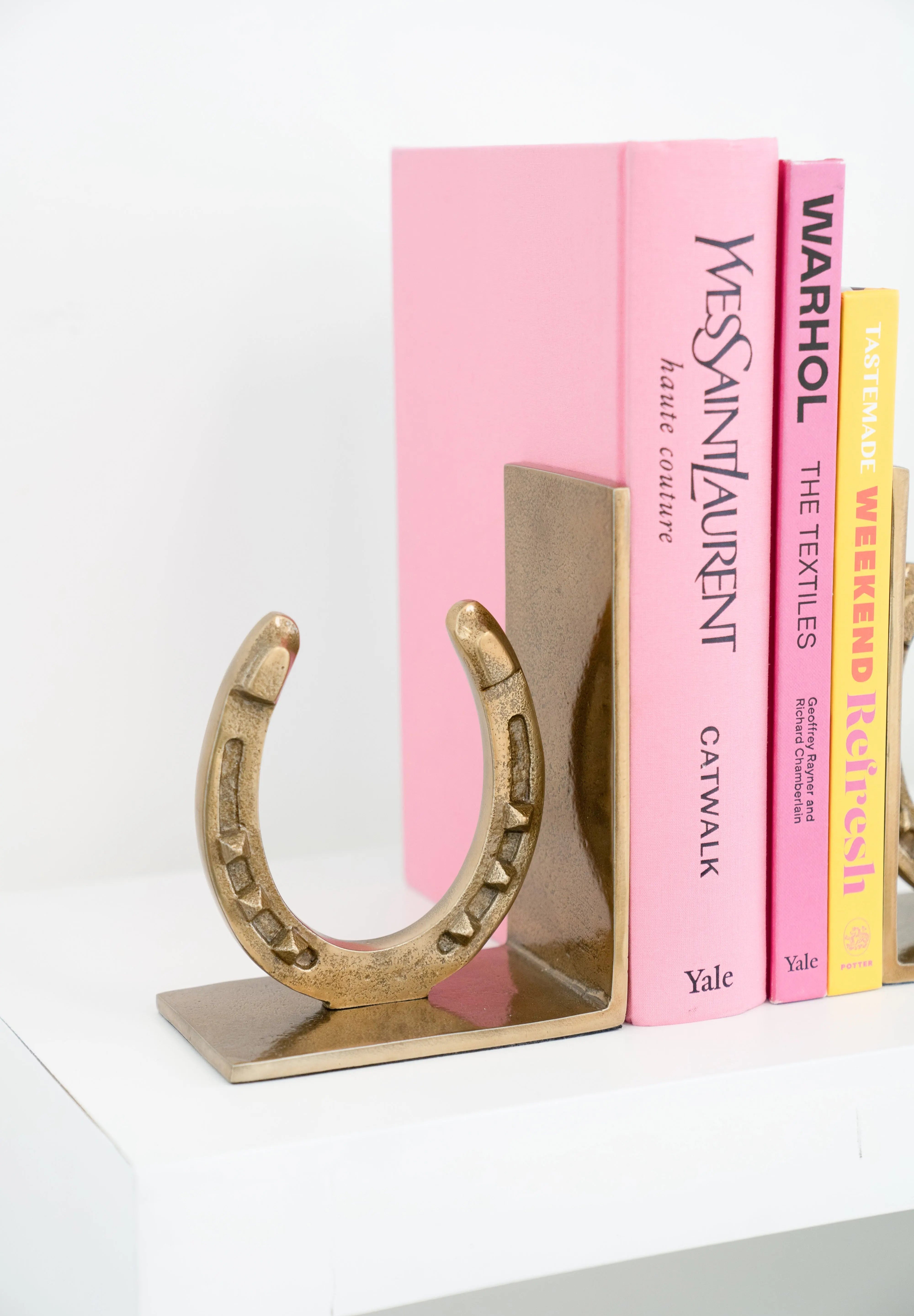 Huntley Horse shoe Bookends, Pair, Brass Antique Finish - Equiluxe Tack