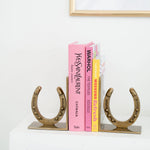Huntley Horse shoe Bookends, Pair, Brass Antique Finish - Equiluxe Tack