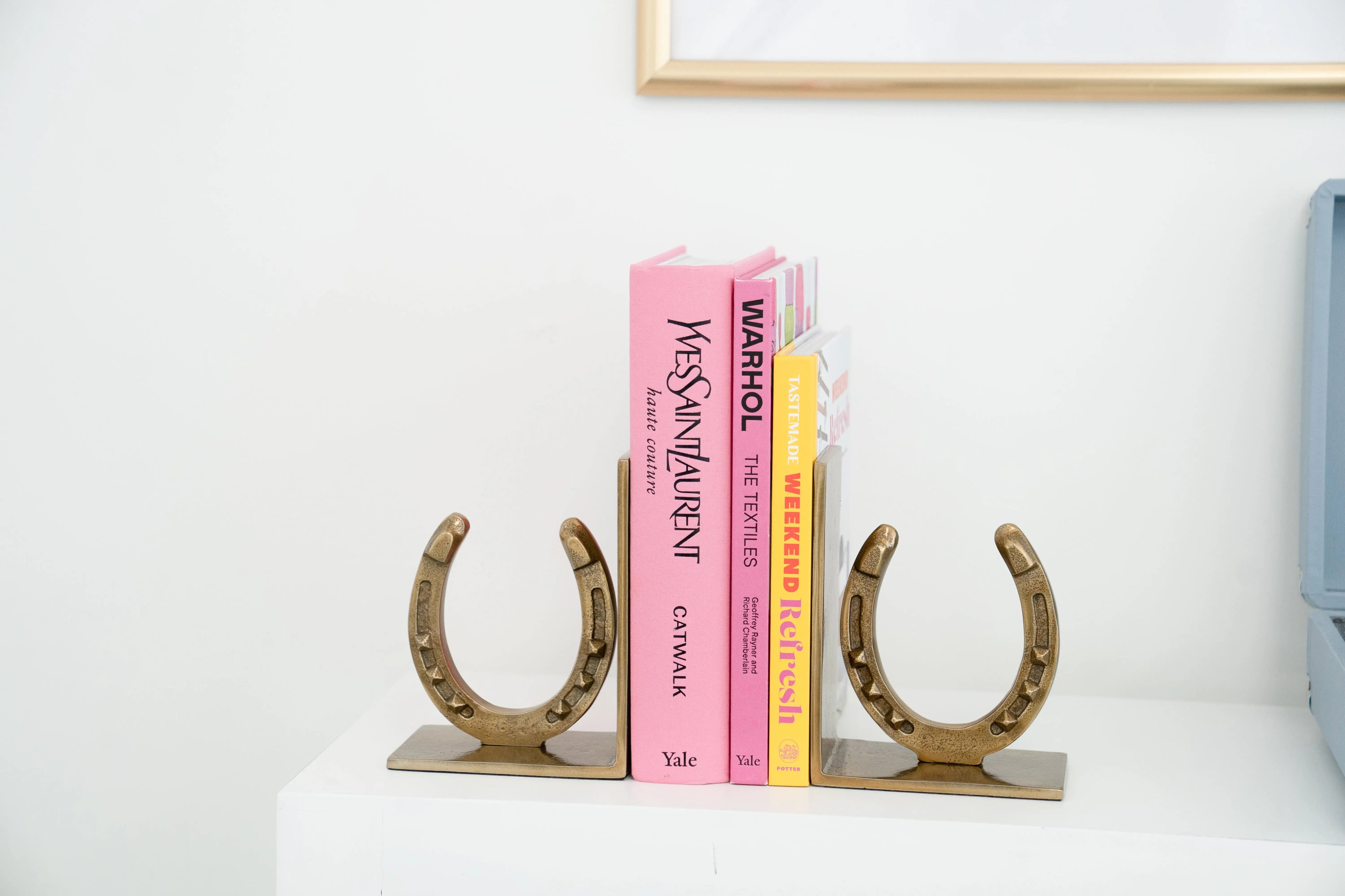 Huntley Horse shoe Bookends, Pair, Brass Antique Finish - Equiluxe Tack