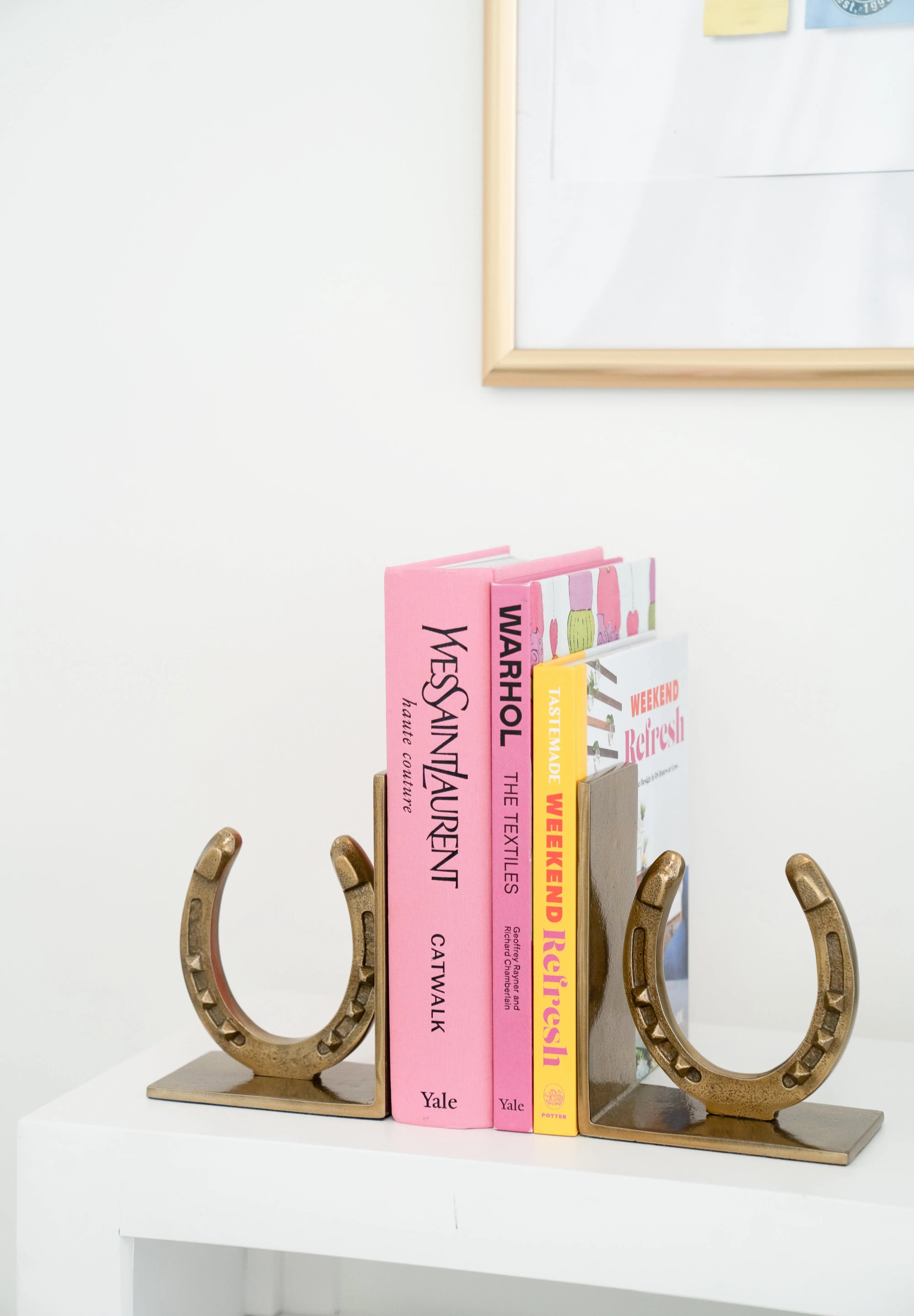 Huntley Horse shoe Bookends, Pair, Brass Antique Finish - Equiluxe Tack