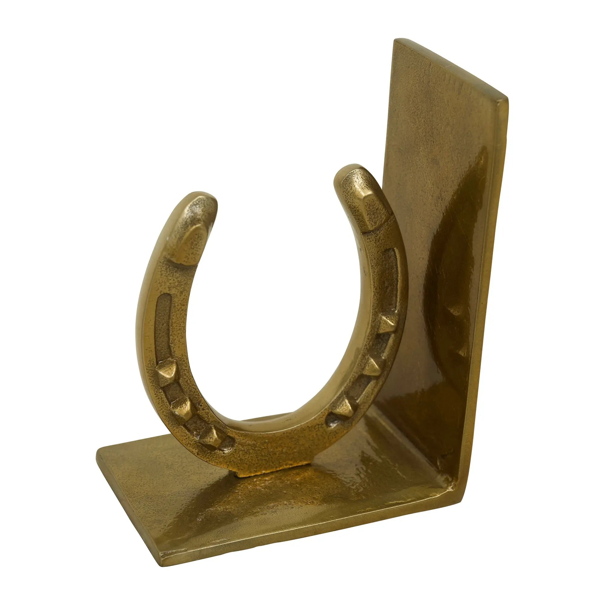 Huntley Horse shoe Bookends, Pair, Brass Antique Finish - Equiluxe Tack