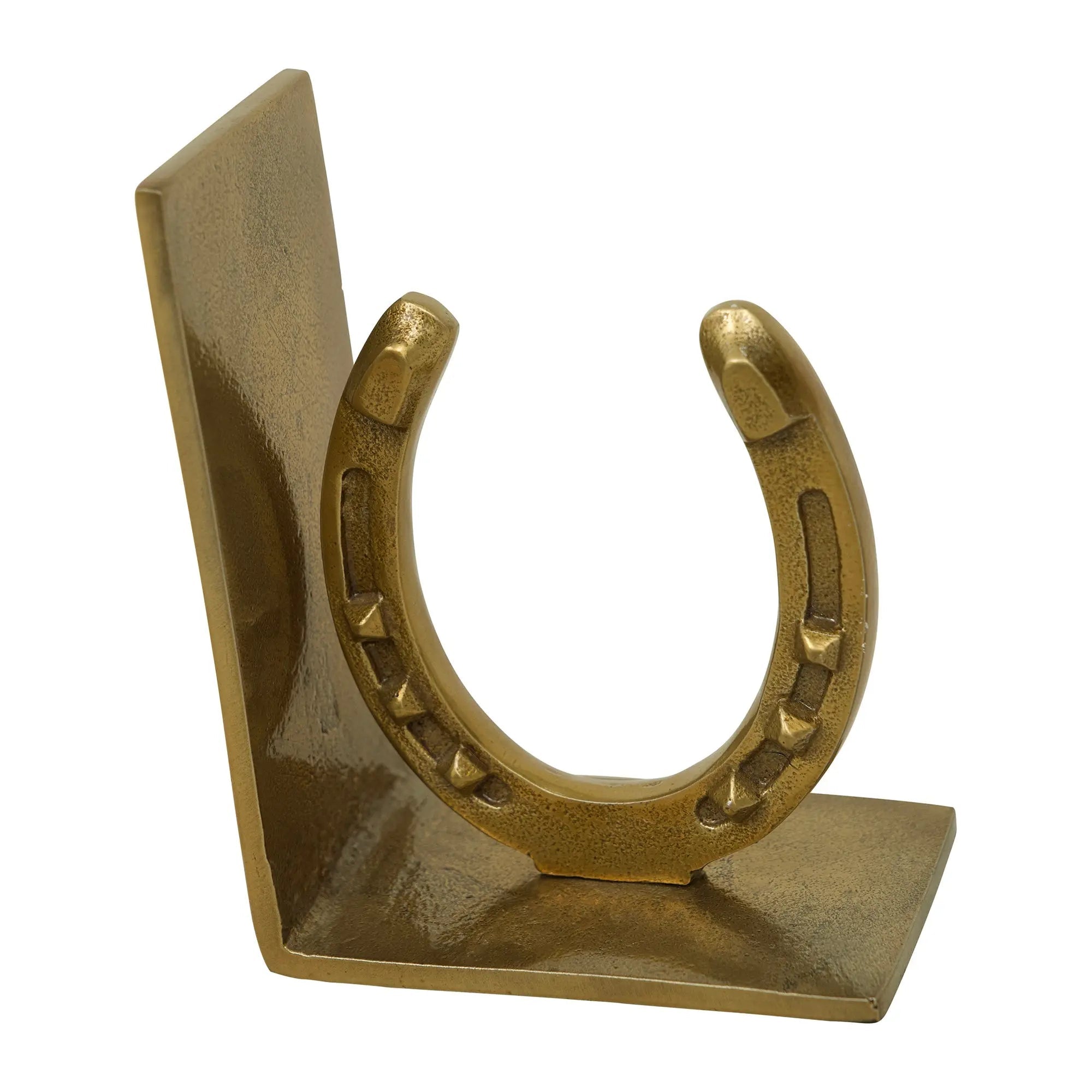 Huntley Horse shoe Bookends, Pair, Brass Antique Finish - Equiluxe Tack
