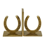 Huntley Horse shoe Bookends, Pair, Brass Antique Finish - Equiluxe Tack