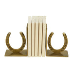Huntley Horse shoe Bookends, Pair, Brass Antique Finish - Equiluxe Tack