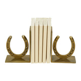 Huntley Horse shoe Bookends, Pair, Brass Antique Finish - Equiluxe Tack