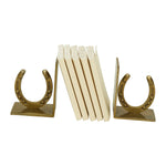 Huntley Horse shoe Bookends, Pair, Brass Antique Finish - Equiluxe Tack