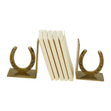 Huntley Horse shoe Bookends, Pair, Brass Antique Finish - Equiluxe Tack