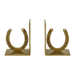 Huntley Horse shoe Bookends, Pair, Brass Antique Finish - Equiluxe Tack