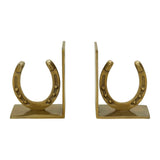 Huntley Horse shoe Bookends, Pair, Brass Antique Finish - Equiluxe Tack