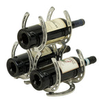 Huntley Horseshoe 3-Bottle Wine Rack, Aluminum Silver Finish - Equiluxe Tack