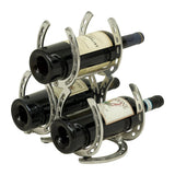 Huntley Horseshoe 3-Bottle Wine Rack, Aluminum Silver Finish - Equiluxe Tack