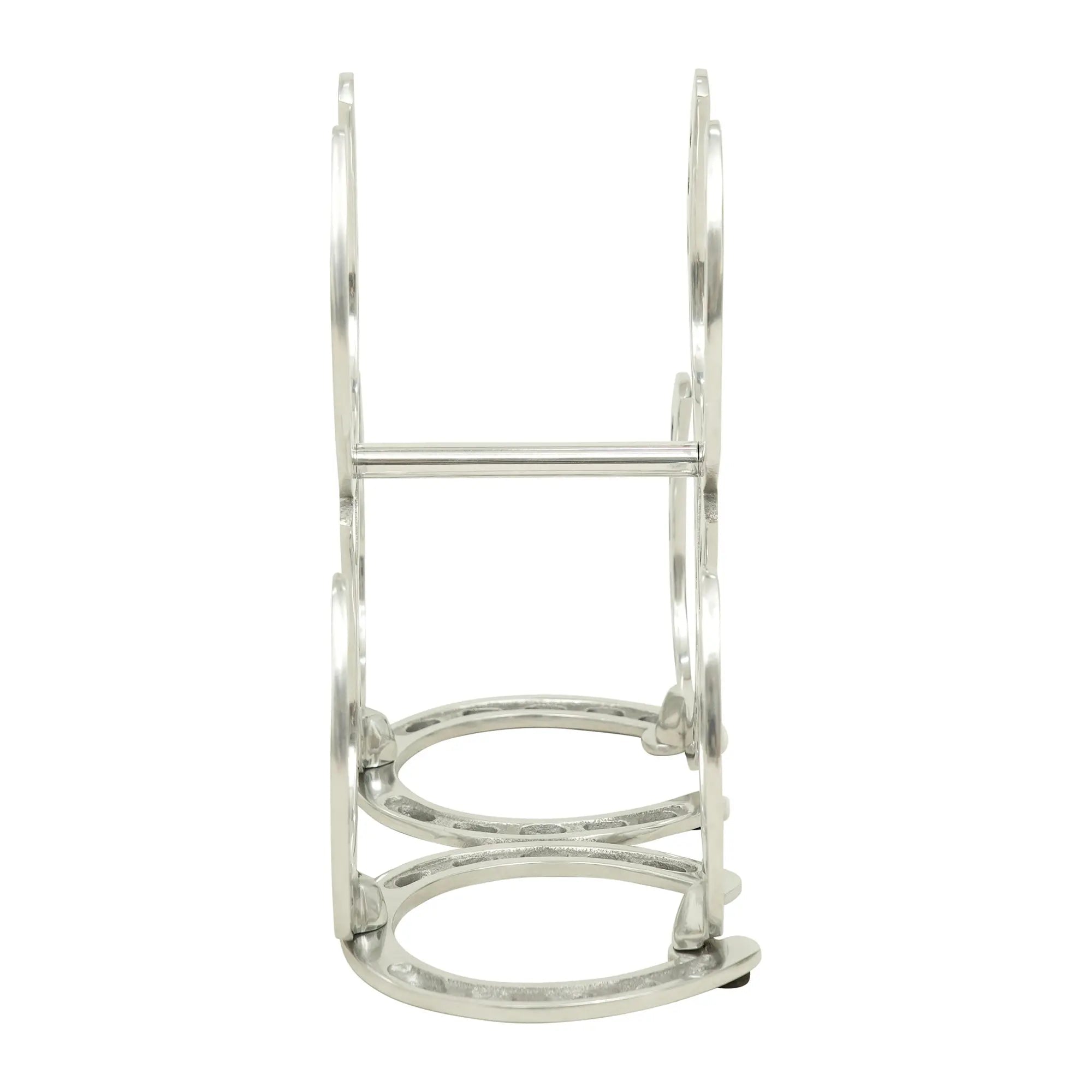 Huntley Horseshoe 3-Bottle Wine Rack, Aluminum Silver Finish - Equiluxe Tack