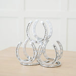 Huntley Horseshoe 3-Bottle Wine Rack, Aluminum Silver Finish - Equiluxe Tack