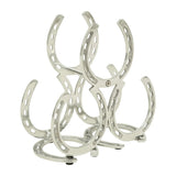 Huntley Horseshoe 3-Bottle Wine Rack, Aluminum Silver Finish - Equiluxe Tack