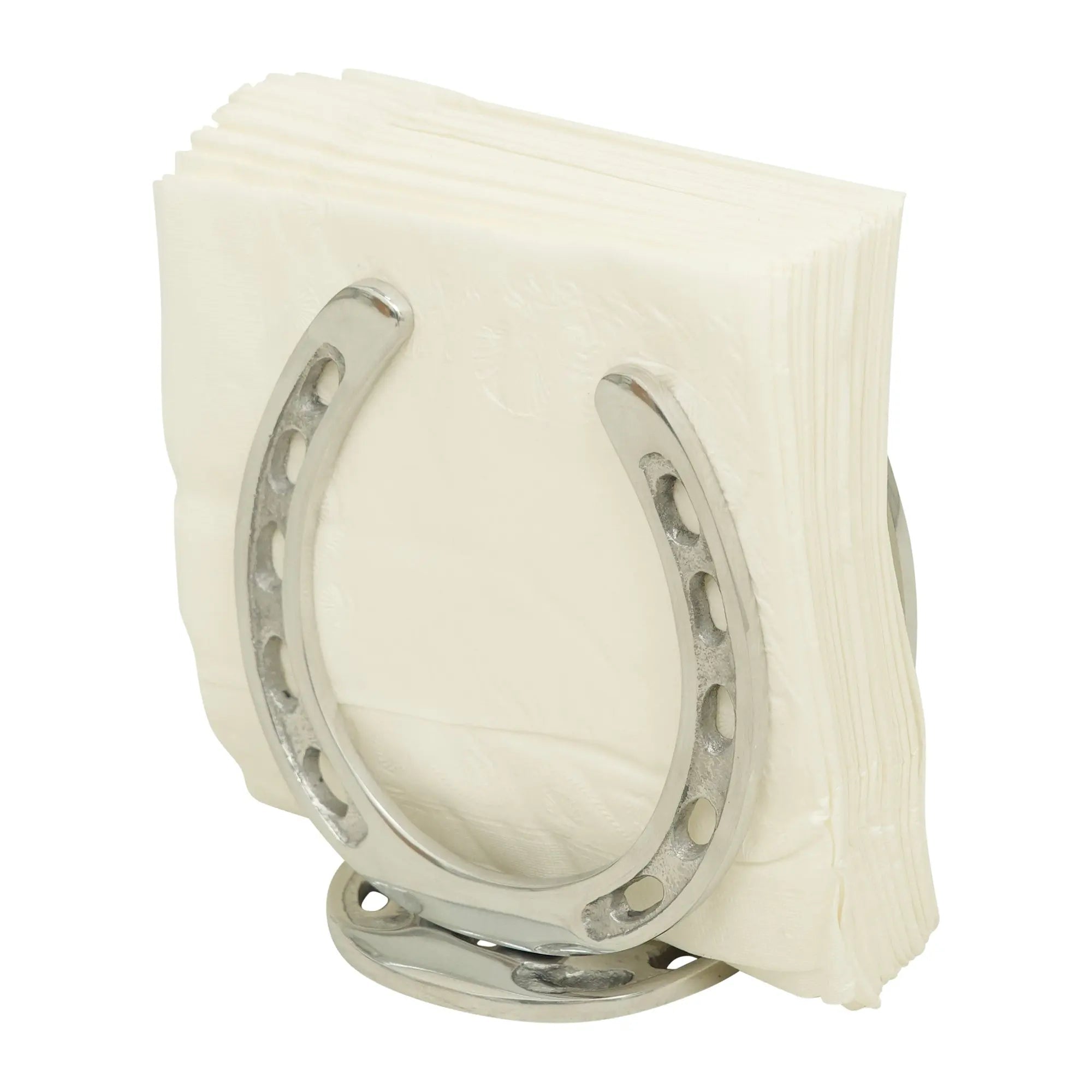 Huntley Horseshoe Napkin Holder, Aluminum Silver Finish - Equiluxe Tack