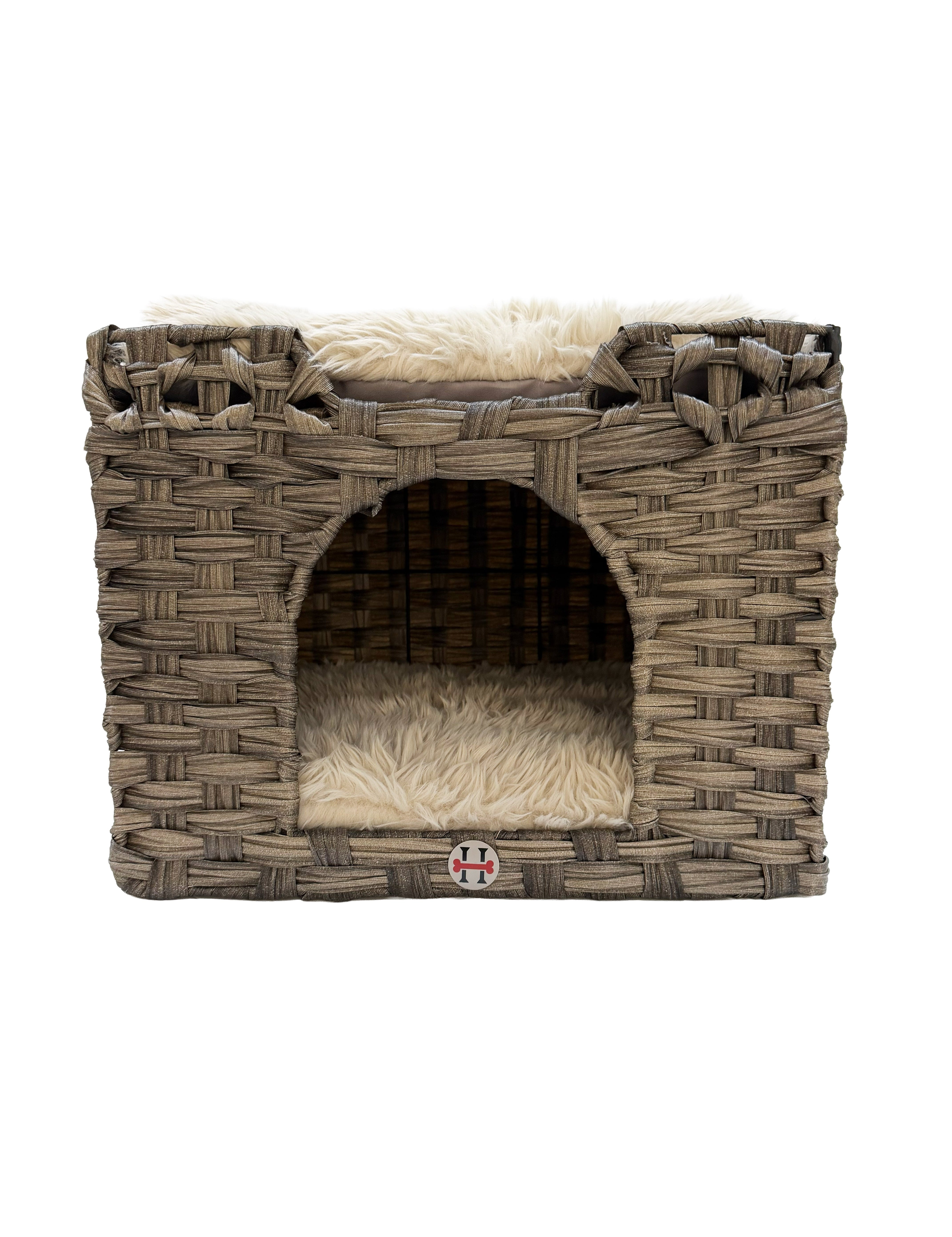 Huntley Pet Cat House, 2 Cushion Bed, Gray - Equiluxe Tack