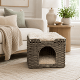 Huntley Pet Cat House, 2 Cushion Bed, Gray - Equiluxe Tack
