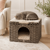 Huntley Pet Cat House, 2 Cushion Bed, Gray - Equiluxe Tack