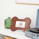Huntley Pet Leather Bone Shaped Picture Frame, 4x6 - Equiluxe Tack