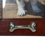 Huntley Pet Leather Picture Frame with Silver Bone Accent - Equiluxe Tack