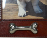 Huntley Pet Leather Picture Frame with Silver Bone Accent - Equiluxe Tack