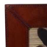 Huntley Pet Leather Picture Frame with Silver Bone Accent - Equiluxe Tack