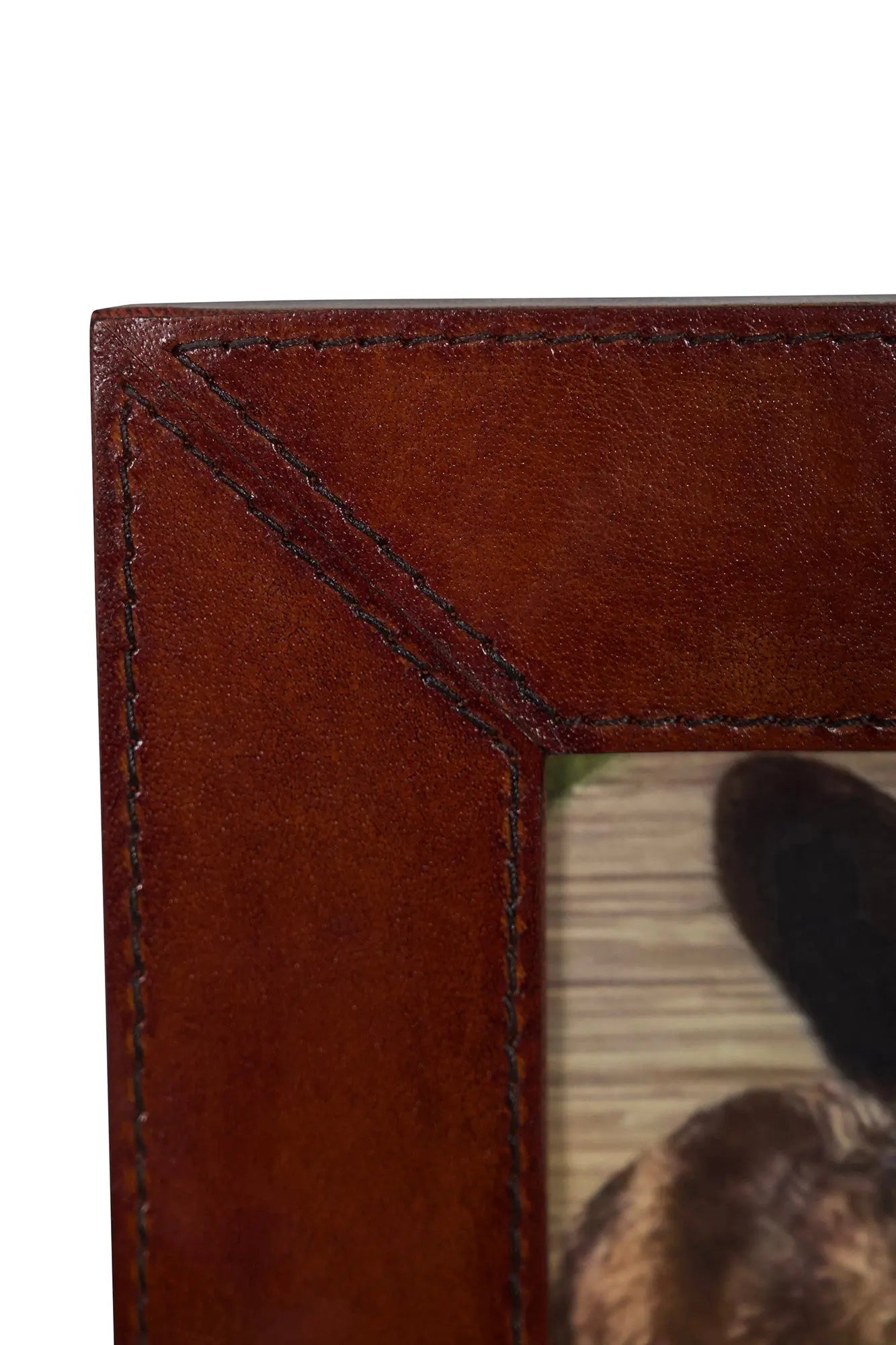 Huntley Pet Leather Picture Frame with Silver Bone Accent - Equiluxe Tack