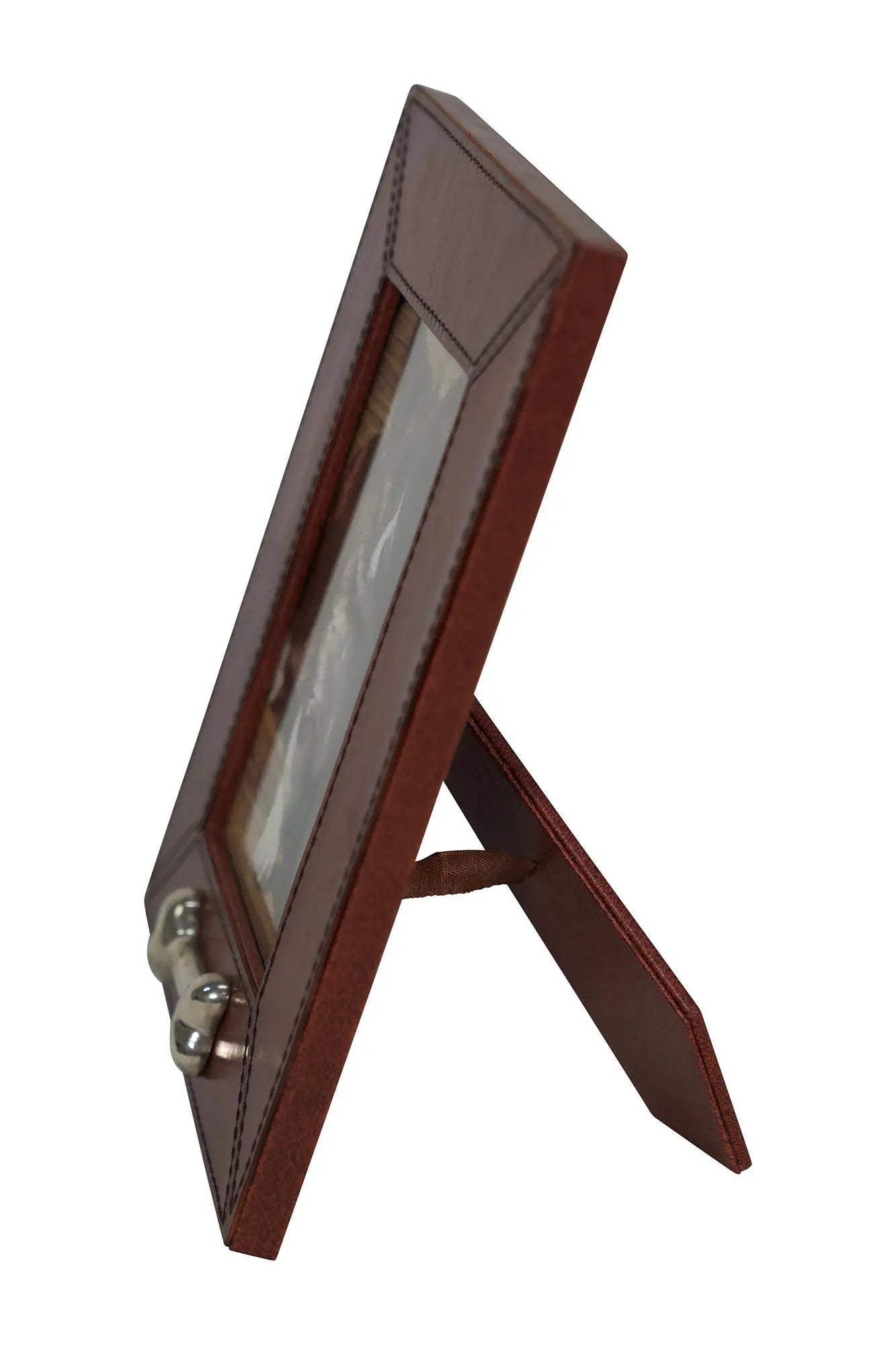 Huntley Pet Leather Picture Frame with Silver Bone Accent - Equiluxe Tack