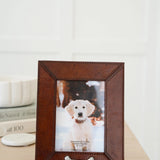 Huntley Pet Leather Picture Frame with Silver Bone Accent - Equiluxe Tack