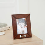 Huntley Pet Leather Picture Frame with Silver Bone Accent - Equiluxe Tack
