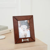Huntley Pet Leather Picture Frame with Silver Bone Accent - Equiluxe Tack