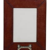 Huntley Pet Leather Picture Frame with Silver Bone Accent - Equiluxe Tack