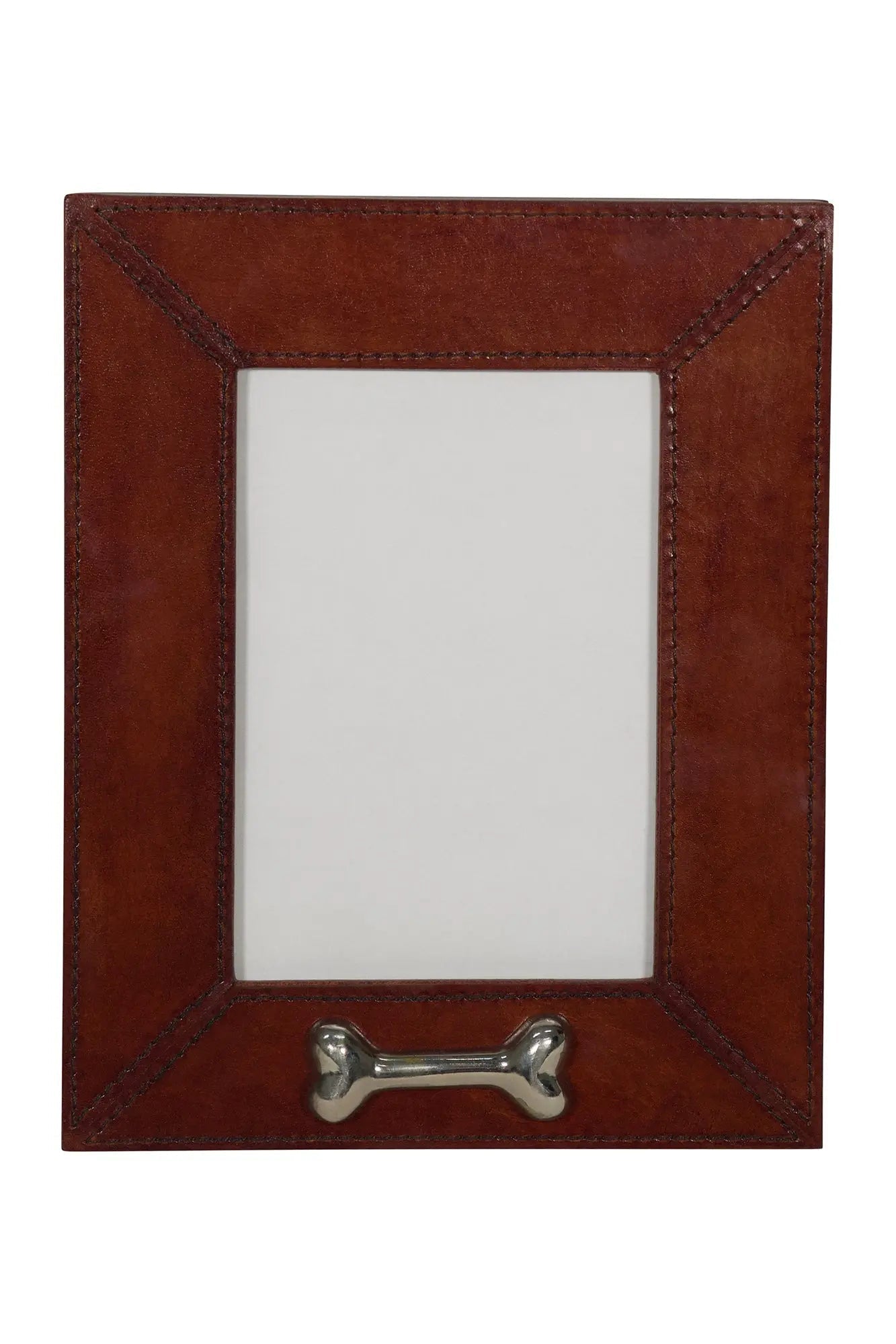 Huntley Pet Leather Picture Frame with Silver Bone Accent - Equiluxe Tack