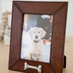 Huntley Pet Leather Picture Frame with Silver Bone Accent - Equiluxe Tack