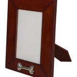Huntley Pet Leather Picture Frame with Silver Bone Accent - Equiluxe Tack