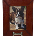 Huntley Pet Leather Picture Frame with Silver Bone Accent - Equiluxe Tack