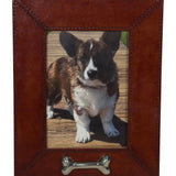Huntley Pet Leather Picture Frame with Silver Bone Accent - Equiluxe Tack