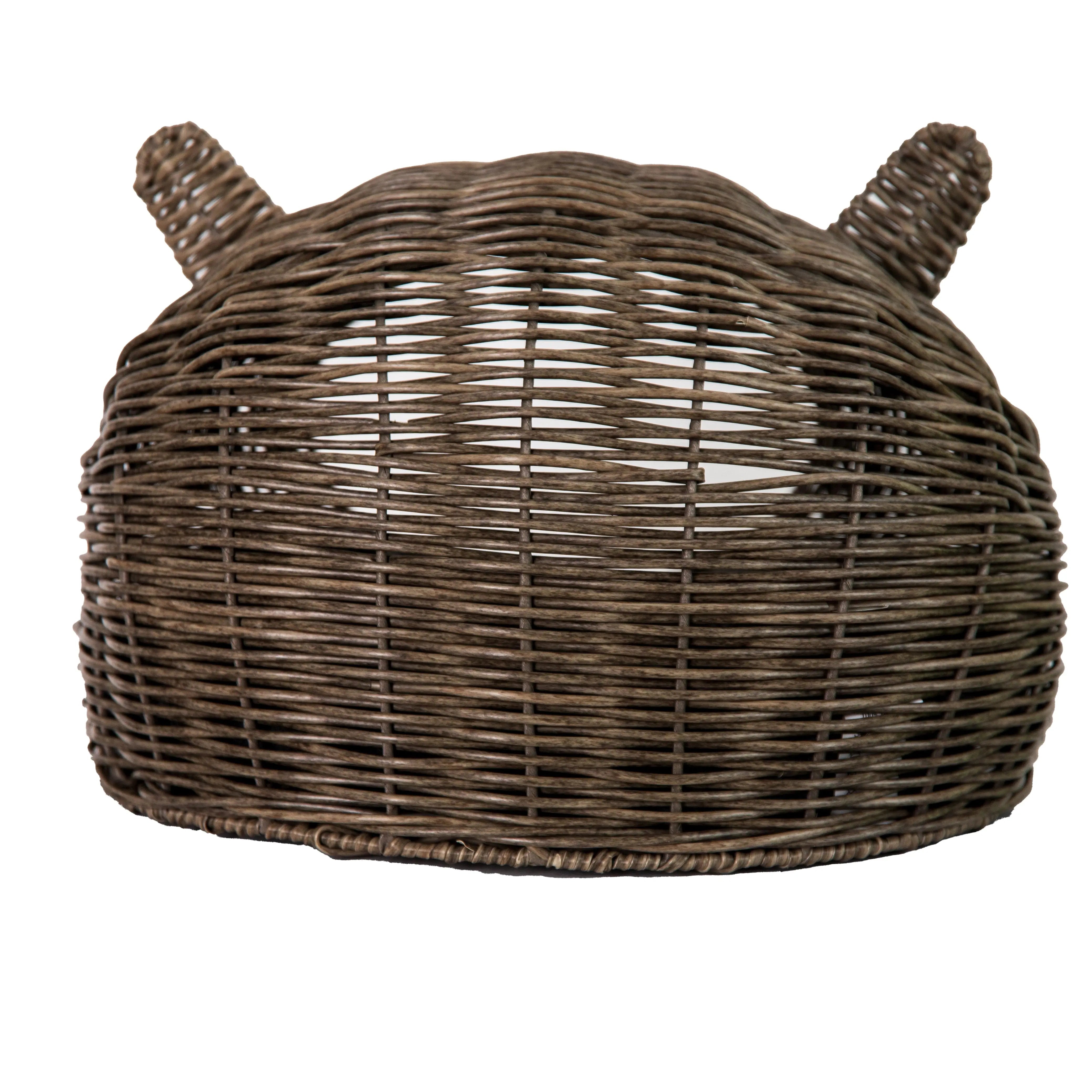 Huntley Pet Wicker Cat Shaped Play House Pet Bed with Cushion - Equiluxe Tack