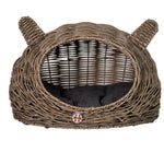 Huntley Pet Wicker Cat Shaped Play House Pet Bed with Cushion - Equiluxe Tack