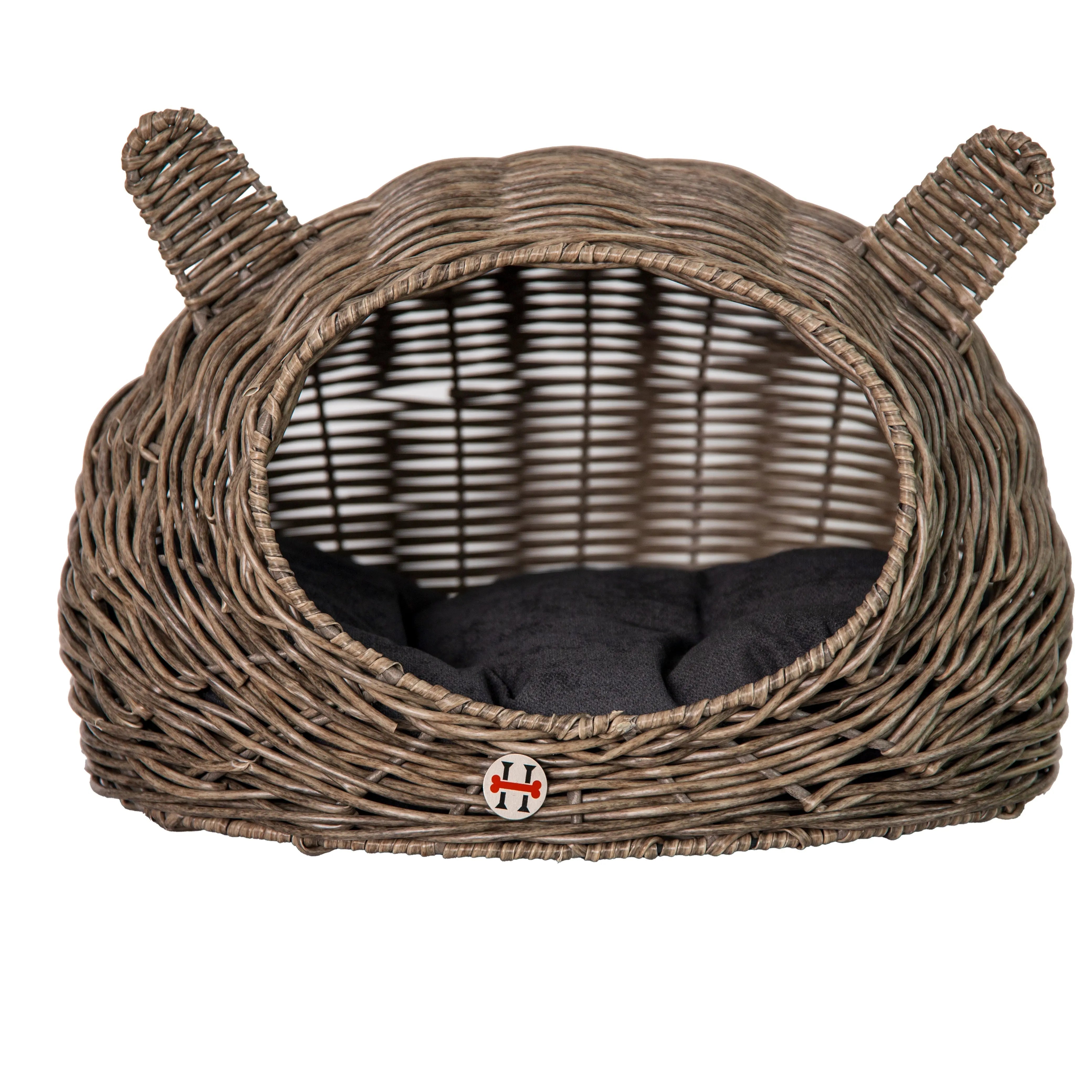 Huntley Pet Wicker Cat Shaped Play House Pet Bed with Cushion - Equiluxe Tack