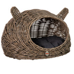 Huntley Pet Wicker Cat Shaped Play House Pet Bed with Cushion - Equiluxe Tack